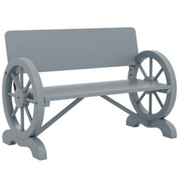 Outsunny Wooden Garden Bench Outdoor Loveseat With High Back, Grey - thumbnail 2