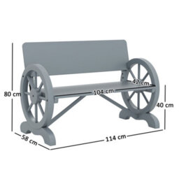 Outsunny Wooden Garden Bench Outdoor Loveseat With High Back, Grey - thumbnail 3