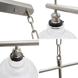 Long Life Lamps Company Industrial Ceiling Brush Chrome Bar 3 Clear Glass Lamp Shade Pendant Light H3011 - thumbnail 5