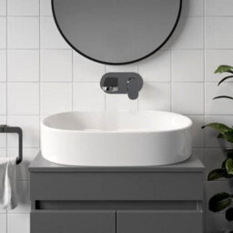 Affine Bathroom Cloakroom Vanity Unit Wall Mounted Countertop Basin Grey Gloss 800mm - thumbnail 5