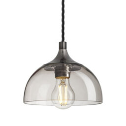 Industville Chelsea Glass Dome Pendant - 8 Inch, Mocha Glass Shade, Shiny Black Nickel Pendant Holder - thumbnail 1