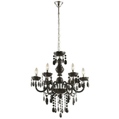 Luminosa Lighting Luminosa Cuimbra I Black Chandelier Chrome Candle 6X E14 - image 1