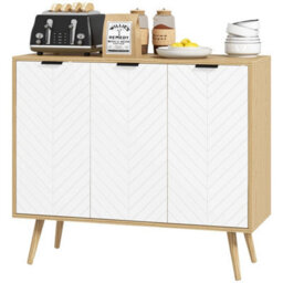 Accent Sideboard Storage Cabinet, Console Table With Adjustable Shelves, White - thumbnail 1