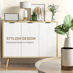 Accent Sideboard Storage Cabinet, Console Table With Adjustable Shelves, White - thumbnail 4