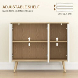 Accent Sideboard Storage Cabinet, Console Table With Adjustable Shelves, White - thumbnail 5