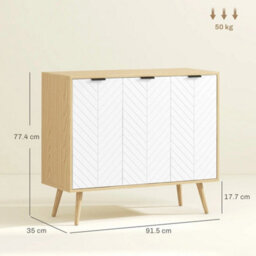 Accent Sideboard Storage Cabinet, Console Table With Adjustable Shelves, White - thumbnail 2