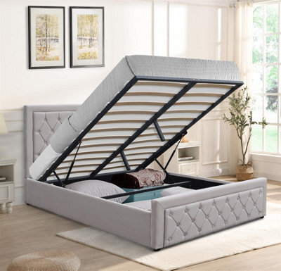 Kosy Koala Ottoman Storage Gaslift Bed 4Ft6 Double Grey Velvet Bedroom Furniture - image 1