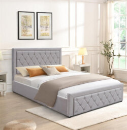 Kosy Koala Ottoman Storage Gaslift Bed 4Ft6 Double Grey Velvet Bedroom Furniture - thumbnail 3
