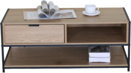 Celino Coffee Table Oak Effect With Storage Steel Frame Living Room Furniture (H)40Cm (W) 50Cm (L) 100Cm - thumbnail 3