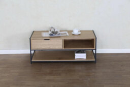 Celino Coffee Table Oak Effect With Storage Steel Frame Living Room Furniture (H)40Cm (W) 50Cm (L) 100Cm - thumbnail 2