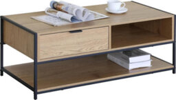 Celino Coffee Table Oak Effect With Storage Steel Frame Living Room Furniture (H)40Cm (W) 50Cm (L) 100Cm - thumbnail 4