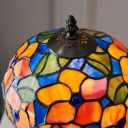 Tiffany Glass Table Lamp Light Dark Bronze & Multi Colour Floral Shade I00212 - thumbnail 5