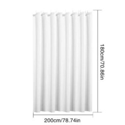 White Extra Long Fabric Shower Curtain Waterproof With Hooks Weighted Hem 180 X 200Cm - thumbnail 2