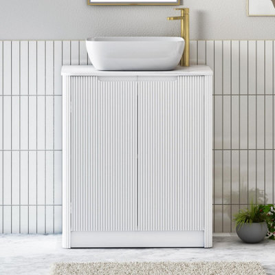 Royal Bathrooms Avenza 700mm Matt White Floor Standing Bathroom Vanity Unit 2 Door With Elva Basin - image 1