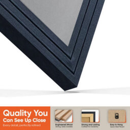 "AK Frames 25X17"" Black Step Vinyl Record Frame With Mid Grey Mount For 12 Inch Lp Cover & Disc - Overlapped Design" - thumbnail 3
