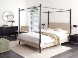 Beliani Four Poster Bed Boucle Dannemois 160 X 200 Cm (Eu King Size) Taupe - thumbnail 2