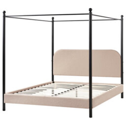Beliani Four Poster Bed Boucle Dannemois 160 X 200 Cm (Eu King Size) Taupe - thumbnail 4