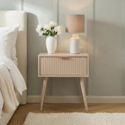 Ohs Venice Bedside Table 1 Drawer Nightstand Storage Unit - Natural - thumbnail 1