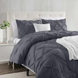 Ameha Pintuck Duvet Cover With Pillowcase Anti-Allergic & Breathable Microfiber Pinch Pleat Diamond Grey Single 135X200Cm - thumbnail 6