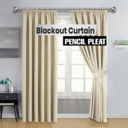 Ameha Cream Blackout Curtain Pencil Pleat Curtain 66''x72'' Thick Thermal Insulated Curtains Pair With Tie Backs Living Room Decor