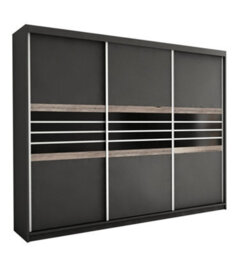 Arte Bold Lava & Black Glass Sliding Wardrobe 250Cm - Sleek Style Meets Generous Storage - thumbnail 2