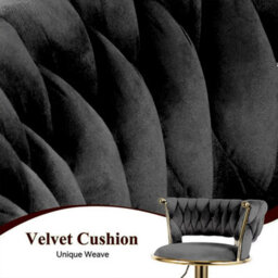 2Pcs Black Gold Velvet Bar Stools Swivel Breakfast Chair With Armrests - thumbnail 5