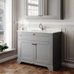 Hudson Reed Floor Standing Two Door Traditional Vanity Unit With 1 Tap Hole Grey Marble Top & Basin In Storm Grey, 1020 X 470mm - thumbnail 4