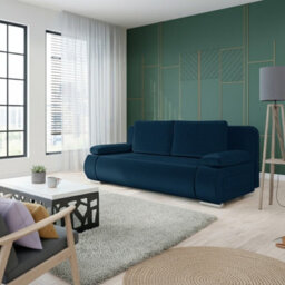 Emma 3 Seater Sofa Bed With Storage Upholstered Back Pillows 200Cm Sleeping Area 200 143Cm Blue