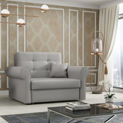 Viva I Silver Sofa Bed For Living Room Polyurethane Foam Wave Spring Metal Legs Bedding Storage 116X85X98Cm Light Grey - image 1