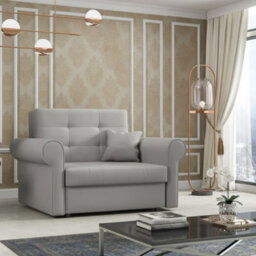 Viva I Silver Sofa Bed For Living Room Polyurethane Foam Wave Spring Metal Legs Bedding Storage 116X85X98Cm Light Grey - thumbnail 1