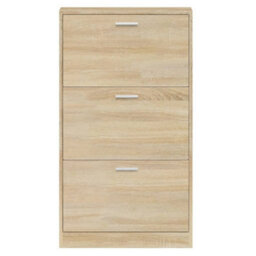 Berkfield Shoe Cabinet Oak 59X17X108 Cm Engineered Wood - thumbnail 6