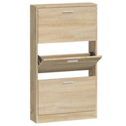Berkfield Shoe Cabinet Oak 59X17X108 Cm Engineered Wood - thumbnail 2