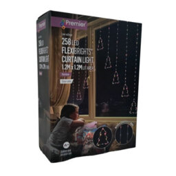 Premier Decorations Limited Christmas Tree Window Curtain Light Decoration 258 Rainbow Leds 1.2M X 1.2M - thumbnail 3