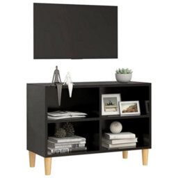 Vidaxl Tv Cabinet With Solid Wood Legs Black 69.5X30X50 Cm - thumbnail 3