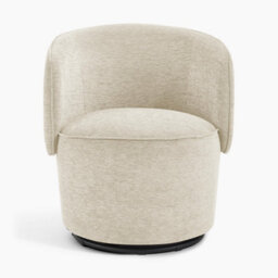 Furniturebox Uk Liode Cream Fabric Round Swivel Accent Chair - thumbnail 5