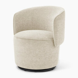 Furniturebox Uk Liode Cream Fabric Round Swivel Accent Chair - thumbnail 4
