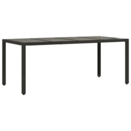Berkfield Garden Table With Glass Top Black 190X90X75 Cm Poly Rattan - thumbnail 2