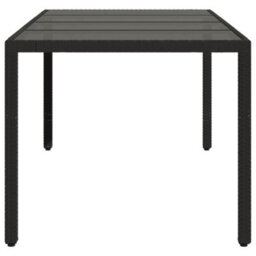 Berkfield Garden Table With Glass Top Black 190X90X75 Cm Poly Rattan - thumbnail 5