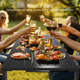 Outsunny 3 Pieces Outdoor Dining Set Metal Picnic Table Bench Patio Garden - thumbnail 6