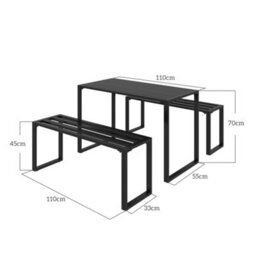 Outsunny 3 Pieces Outdoor Dining Set Metal Picnic Table Bench Patio Garden - thumbnail 3