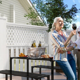 Outsunny 3 Pieces Outdoor Dining Set Metal Picnic Table Bench Patio Garden - thumbnail 8