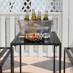 Outsunny 3 Pieces Outdoor Dining Set Metal Picnic Table Bench Patio Garden - thumbnail 9