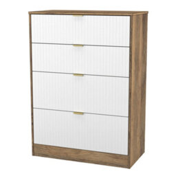 Nashville Ready Assembled Matt White & Oak 4 Drawer Chest (H)1063mm (W)766mm (D)395mm