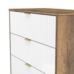 Nashville Ready Assembled Matt White & Oak 4 Drawer Chest (H)1063mm (W)766mm (D)395mm - thumbnail 3