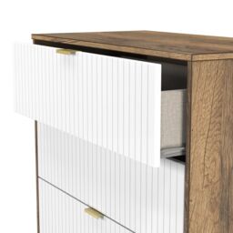 Nashville Ready Assembled Matt White & Oak 4 Drawer Chest (H)1063mm (W)766mm (D)395mm - thumbnail 4