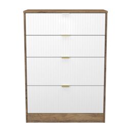 Nashville Ready Assembled Matt White & Oak 4 Drawer Chest (H)1063mm (W)766mm (D)395mm - thumbnail 2