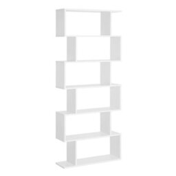 Homcom 6-Tier Wooden Modern S-Shaped Shelf Storage Unit Home Office White - thumbnail 2