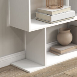 Homcom 6-Tier Wooden Modern S-Shaped Shelf Storage Unit Home Office White - thumbnail 9