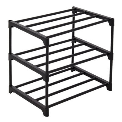 3 Tier Shoe Rack Compact Metal Shoe Storage Shelves Stand Footwear Organiser - image 1