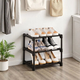 3 Tier Shoe Rack Compact Metal Shoe Storage Shelves Stand Footwear Organiser - thumbnail 5